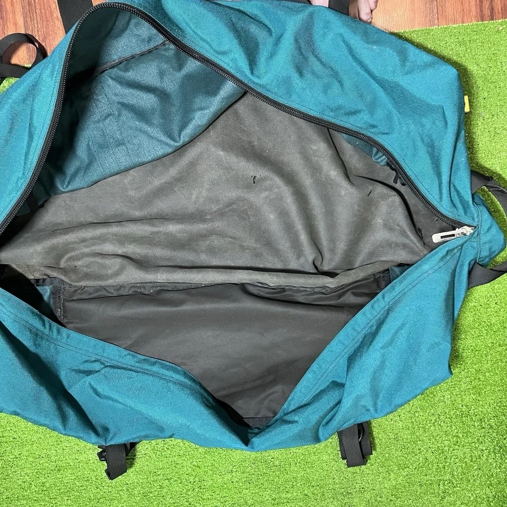 Vintage LL Bean Duffel Bag Aqua XXL Canvas Hidden Backpack Straps convertible